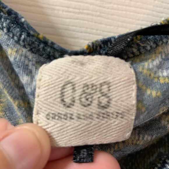 C&S Teal/Yellow Print Scoop Neck Crop Top Size S - Picture 2 of 7